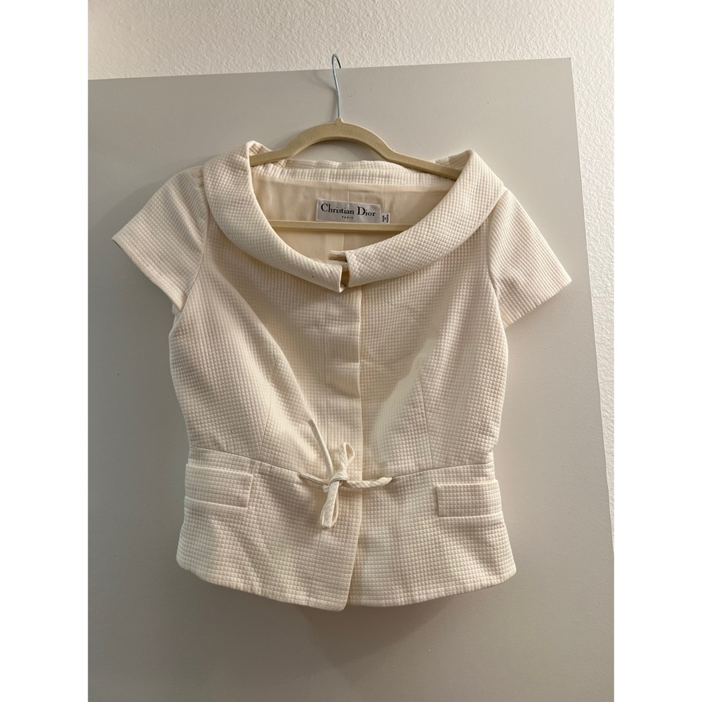 Christian Dior off-white short sleeve jacket top